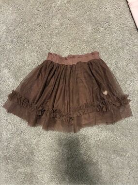 Souris Mini Brown Tulle Ruffle Skirt - Girls
